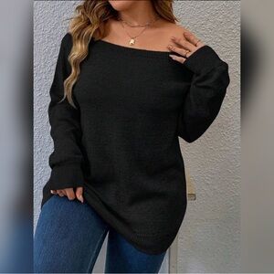 SHEIN Curve Black Off-Shoulder Sweater